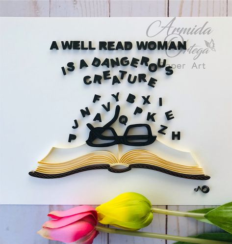 An open book with reading glasses and letters. Quilling Outlines, Well Read Woman, An Open Book, Quilling Ideas, Well Read, 3d Craft, Handmade Paper Crafts, Diy Crafts Paper Flowers, Quilling Patterns