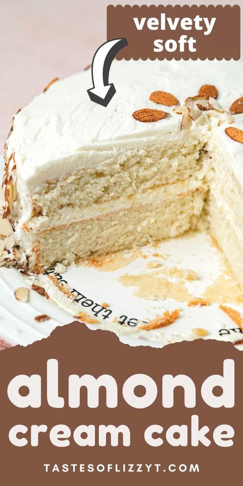 Almond Cream Cake Recipe, Esterhazy Torte, Almond Cream Cake, Cooked Frosting, Homemade White Cakes, Almond Cake Recipe, Almond Cake, Almond Cream, Almond Cakes