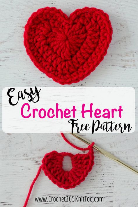 Easy Crochet Heart Pattern Easy Crochet Heart, Free Heart Crochet Pattern, Crocheted Hearts, Crochet Valentine Patterns, Crochet Valentine, Crochet Hearts, Crochet Embellishments, Heart Crochet, Crochet Heart Pattern