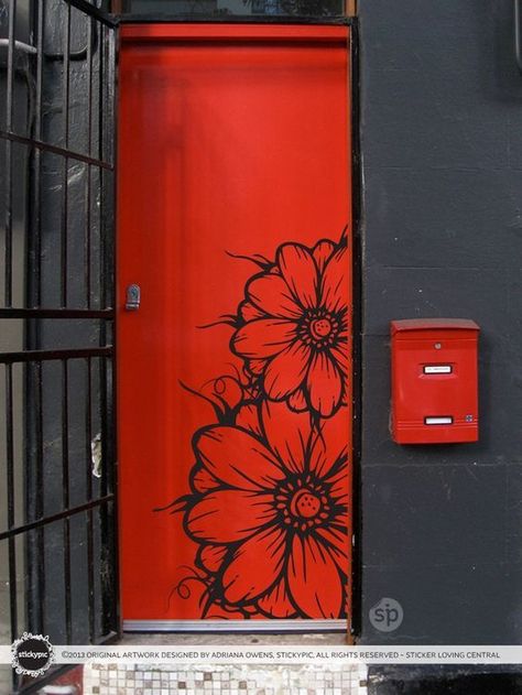 Red Doors, Door Paint, Door Art, Door Murals, Cool Doors, Old Doors, Vinyl Wall Stickers, Red Door, Unique Doors