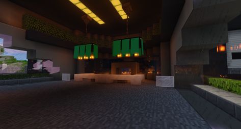 Minecraft Waiting Room, Doctors Office Minecraft, Minecraft Reception Desk, Minecraft Ticket Booth, Green Tile Reception Desk, Desk Minecraft, Minecraft 1, Reception Desk, Minecraft