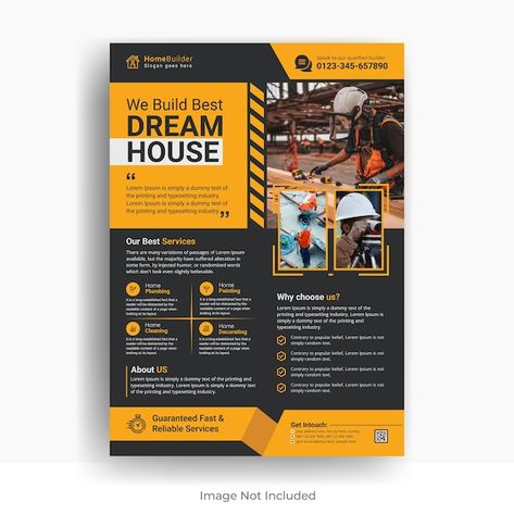 Construction flyer template design for h... | Premium Vector #Freepik #vector #flyer Construction Flyer, Horizontal Design, Type Setting, Flyer Template, Flyer Design, Premium Vector, Plumbing, Template Design, Repair