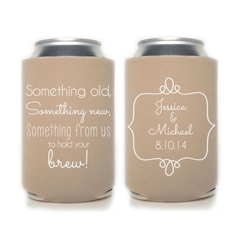 Wedding Cozies, Wedding Pallettes, Quotes For Wedding, Wedding Stubby Holders, Personalized Wedding Koozies, Koozie Wedding Favors, Vegas Weddings, Wedding Koozies, Something Old Something New