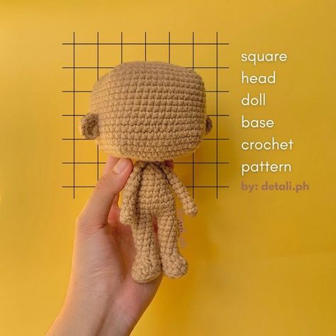 Designer Spotlight: Innovative Amigurumi Doll Patterns For Crocheters - KnitHacker Crochet Doll Base Pattern, Crochet Doll Base, Head Crochet, Doll Base, Square Head, Fun Crochet Projects, Yarn Sizes, Crochet Square, Diy Crochet Projects