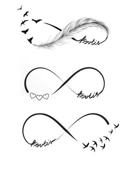 I Finity Tattoo, Miss You Tattoo Ideas, Tattoo Infinity Symbol, Infinity Family Tattoos, Feather Infinity Tattoo Design, Family Infinity Tattoo With Feather, Infinite Love Tattoos For Women, Infinity Symbol Tattoo With Names, Small Infinity Tattoos