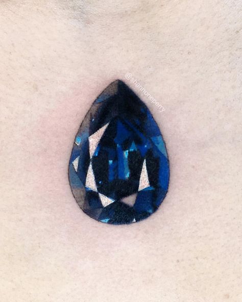 3,972 Likes, 56 Comments - Shannon Perry (@shannoneperry) on Instagram: “1.75" pear-cut sapphire for Ash, done @valentinestattoo ! #tattoo #valentinestattooseattle…” Gems Tattoo, Diamond Illustration, Shooting Star Tattoo, Luck Tattoo, Diamond Tattoo, Gem Tattoo, Jewel Tattoo, Key Tattoos, Underboob Tattoo