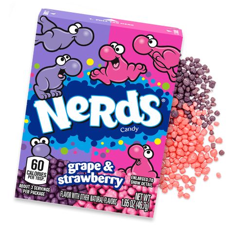 Tiny, Tangy Crunchy Dual Flavoured NERDS Candy Nerds Rope, Nerds Candy, Candy Companies, Kandy, Candy Buffet, Hard Candy, Corn Syrup, Pink And Purple, Natural Flavors