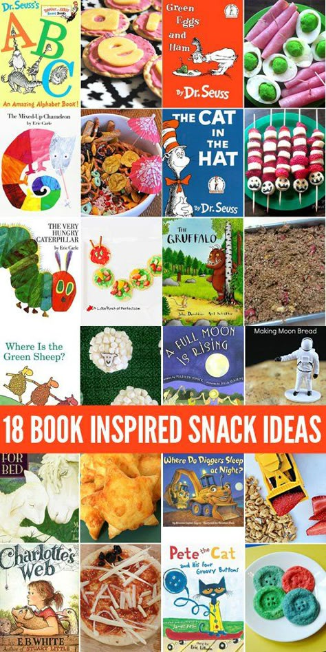 18 Book Inspired Snack Ideas for Kids. Perfect for Book Week, International Book Day or any day! Preschool Cooking, Cooking In The Classroom, Snack Ideas For Kids, Storybook Baby Shower, Cooking Club, Kids Cooking, World Book Day, Book Baby, Snacks For Kids