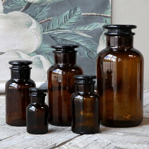 Brown Glass Bottles, Glass Apothecary Jars, Wedding Bottles, Glass Jars With Lids, Glass Storage Jars, Apothecary Bottles, Amber Glass Bottles, Wedding Vases, Glass Storage