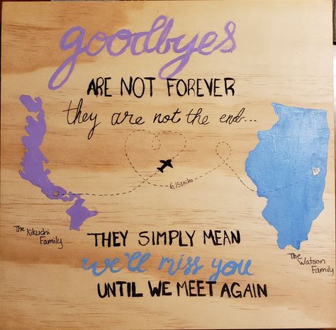 Card For Senior Farewell, Farewell Canvas Ideas, Exchange Student Quotes Goodbye, Goodbye Scrapbook Ideas, Goodbye Poster Ideas, Farewell Poster Ideas, Quote For Farewell For Seniors, Exchange Student Gifts, Exchange Student Welcome Sign