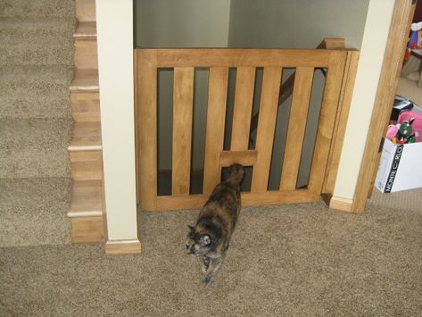 Gatekeepers | Pet Gates, Dog Gates, Cat Gates, Animal Gates | Safety Gates for Stairs - Gatekeepers, DeForest, WI Gate With Cat Door, Cat Door Diy, Dog Gates For Stairs, Safety Gates For Stairs, Cat Gate, Baby Gate For Stairs, Diy Baby Gate, Wooden Gate, Stair Gate