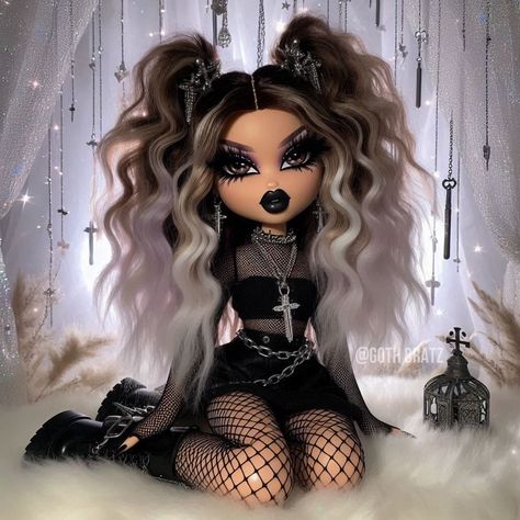 When you’re goth but girly 💕💕💕 #bratz #explorepage Goth Bratz Doll, Goth Bratz, Chola Style, Bratz Doll, Drawings, Quick Saves