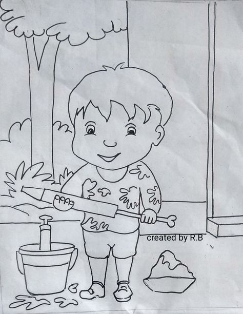 Holi special drawing Holi Drawing Ideas For Kids, Holi Sketch Pencil, Holi Drawing Sketch, Holi Drawing For Kids Easy, Holi Drawing For Kids, Holi Special Drawing, Holi Drawing Ideas, Holi Festival Drawing, Holi Painting