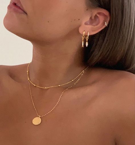 Prom Gold, Gold Jewelry Prom, Necklace Combo, Dainty Gold Earrings, Prom Necklaces, Dainty Gold Jewelry, Gold Necklace Simple, Gold Girl, Prom Earrings