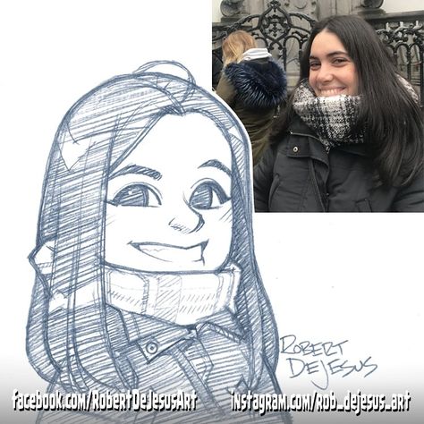 Helkimse pencil sketch.  #smile #brunette #longhair #wintercoat #pose #outdoors #pencil #pencildrawing #pencilillustration #pencilsketch #anime #manga #cartoonversion #portraitsketch #portraitdrawing #chibiportrait #avatar Robert Dejesus, Caricature Sketch, Drawing Cartoon Faces, Drawing Examples, Sketches Of People, Animation Sketches, Portrait Cartoon, Cartoon People, Caricature Drawing