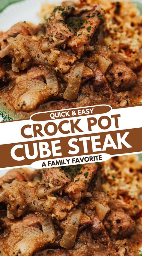 Crock Pot Cube Steak Recipe Healthy Cube Steak Recipes, Crock Pot Cube Steak Recipe, Slow Cooker Steak Recipes, Crock Pot Cubed Steak Recipes, Cubed Steak Recipes Easy, Cube Steak Crock Pot Recipes, Crock Pot Cube Steak, Cube Steak Recipe, Crockpot Cube Steak