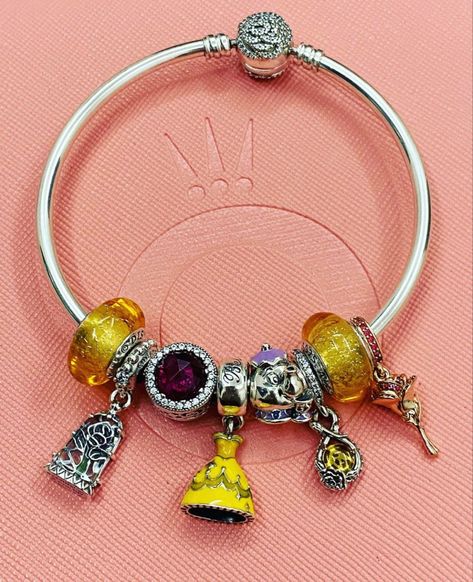 Beauty And The Beast Pandora Bracelet, Pandora Bracelet Ideas, Beauty And Beast Wedding, Disney Pandora, Pandora Bracelet Designs, Beauty And Beast, Pandora Disney, Charms Pandora, Cartoons Movies