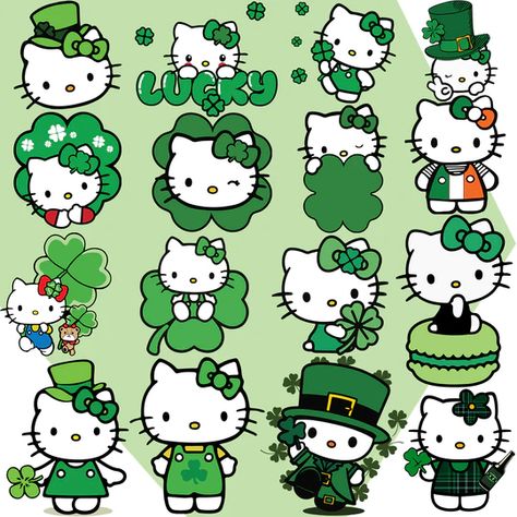 St. Patrick’s Day Hello Kitty St Patrick, St Patrick’s Day Tattoo, St Patrick's Day Drawings, St Patrick’s Day Doodles, St Patrick's Day Clipart, St Patrick’s Day Drawing, St Patrick’s Day Paintings, Irish Drawings, St Patrick’s Day Art