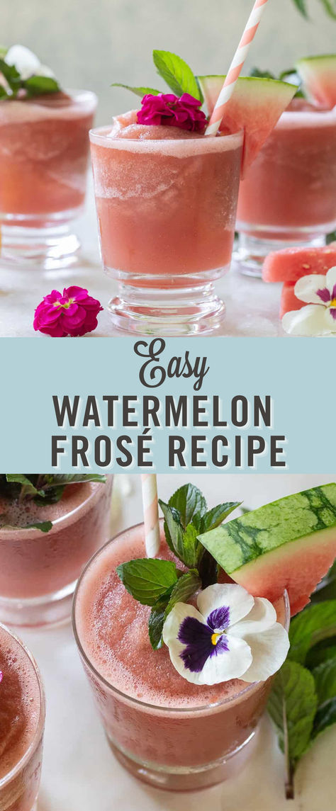 Try this easy watermelon frosé recipe. This refreshing summer frosé recipe uses only five ingredients and is perfect for summer parties. This is a simple blended cocktail that everyone will love. Frosé Recipe, Frozen Strawberry Daiquiri, Blended Cocktail, Frozen Cocktail, Frozen Cocktail Recipes, Frozen Watermelon, Soda Recipe, Frosé, Frozen Cocktails