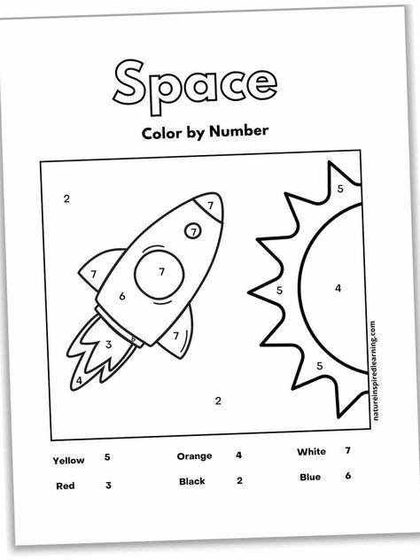 The Planets Solar System, Space Color By Number, Color By Number Preschool, K4 Classroom, Space Lesson Plans, Kindergarten Math Printables, Homeschooling Elementary, Astronomy Lessons, Kindergarten Coloring Sheets