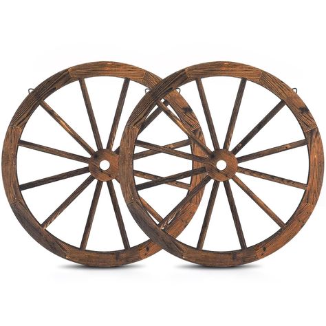 PRICES MAY VARY. Wooden Wagon Wheel: you will receive 2 pieces wooden wagon wheel decors, easy to satisfy your daily decorating needs and DIY requirements Size: Wagon wheels for outdoor decors measures approx. 30 x 30 x 1 cm/ 11.81 x 11.81 x 0.3 inches, suitable for you to decorate your bedroom and garage Material: the wheels are made of quality wood material, reliable and strong frames, smooth wood grain, not easy to fade or bend Easy to Use: has a triangular hook on the back of each wagon whee Christmas Wagon Wheel, Cowboy Party Decor, Western Cowboy Party, Cowboy Party Decorations, Wagon Wheel Decor, Wooden Wagon Wheels, Wagon Wheels, Garden Garage, Wooden Wagon