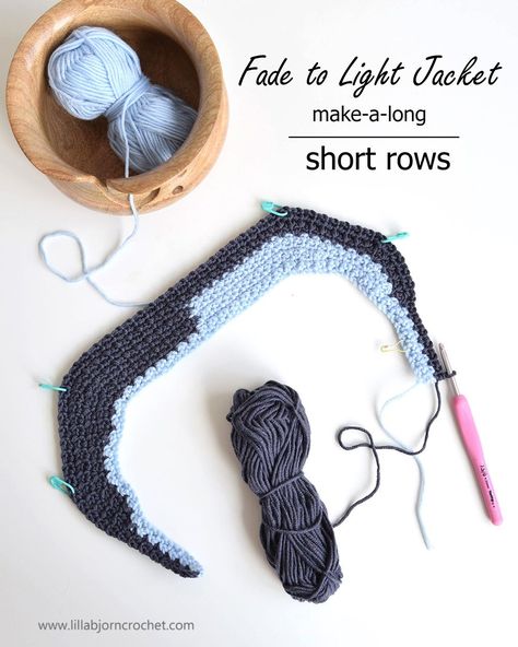 Short Row Crochet Pattern, Crochet Short Rows Sweater, Short Row Crochet, Short Rows Crochet, Crochet Short Rows, Crochet Tips And Tricks, Crochet Cal, Hand Dyed Silk Scarf, Crochet Short