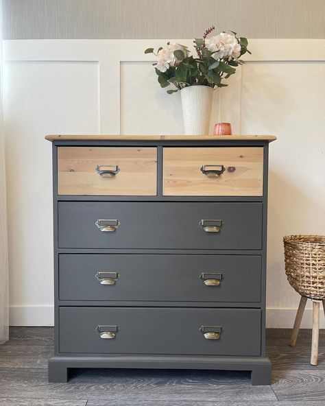 This lovely solid Pine chest of drawers is available now ✨. Finished in the beautiful colour Oakham, and tan washed in Algonquin by @fusionmineralpaintuk #fusionmineralpaint #upcycledfurnitureuk #upcycledfurniture #paintitbeautiful #paintedfurniture #etsy #etsyuk Pine Chest Of Drawers Makeover, Refurbished Chest Of Drawers, Chest Of Drawers Makeover, Tall Drawers, French Apartment, Dressing Table Desk, Dovetail Joints, Pine Chests, Bedroom Sideboard