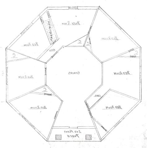 Octagon Architecture, Octagon House Plans, 20 50 House Plan, House Plans Layout, Building Blueprints, Octagon House, Living Room Layout, Plans House, House Cabin