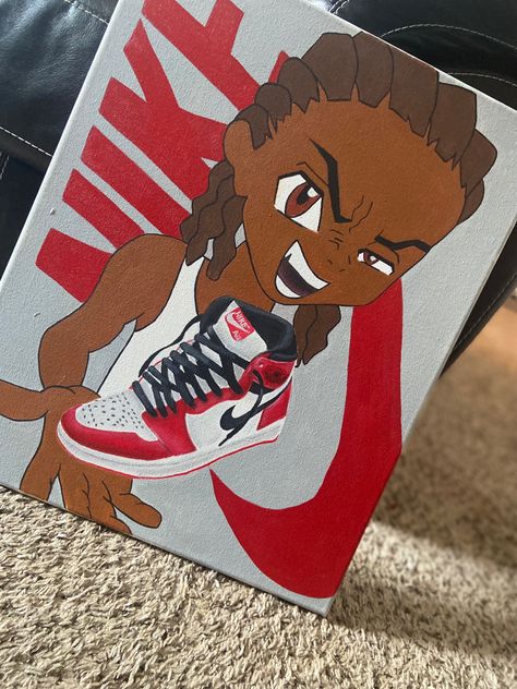 Jordan 4 Painting, Nike Painting Canvas, Jordan Painting, Canvas Art Painting Acrylic, Painting Canvases, Canvas Painting Designs, Painting Inspo, Painting Designs, T Love