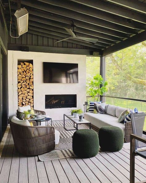 The Top 75 Covered Patio Ideas - Next Luxury Covered Patio Ideas, Patio Remodel, Covered Patio Design, Outdoor Covered Patio, Outdoor Fireplace Patio, Patio Deck Designs, Outdoor Patio Designs, Enclosed Patio, Outside Patio