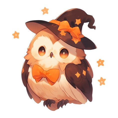 Cute Kawaii Magical Halloween Owl Sticker Owl Concept Art, Owl Artwork Illustrations, Graypillow Art, Owl Character Design, Owl Anime, Halloween Character Design, Art Observation, Owl Kawaii, Cute Owl Illustration