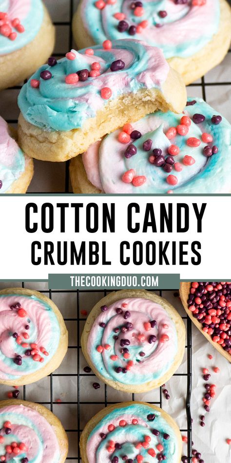 Cotton can crumble cookies on a black baking rack. American Baked Goods, Crumbl Christmas Flavors, Cookie Dunkers With Buttercream, Cute Recipes Aesthetic, Deep Dish Cookie Recipe, Crumble Sugar Cookie Recipe, Diy Crumbl Cookies, Homemade Crumbl Cookies, Lighthouse Cookies