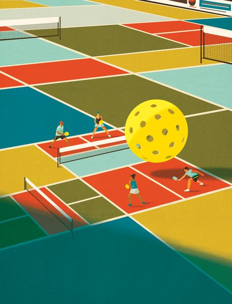 Pickleball Aesthetic Vintage, Pickleball Drawing, Sport Event Poster Design, Pickleball Fundraiser, Pickleball Illustration, Pickleball Poster, Pickleball Graphics, Pickleball Aesthetic, Pickleball Design