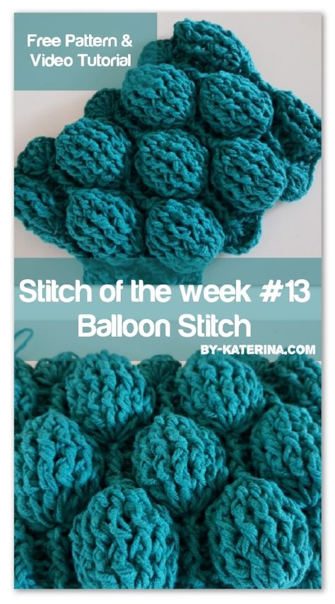 Punctul de crosetat al saptamanii 13: Model de crosetat cu “balonase” – ByKaterina Crochet Balls, Crochet Stitches Diagram, Crochet Stitches For Blankets, Crochet Stitches Free, Crochet For Beginners Blanket, Crochet Stitches Video, Crochet Stitches For Beginners, Bobble Stitch, Crochet Motifs