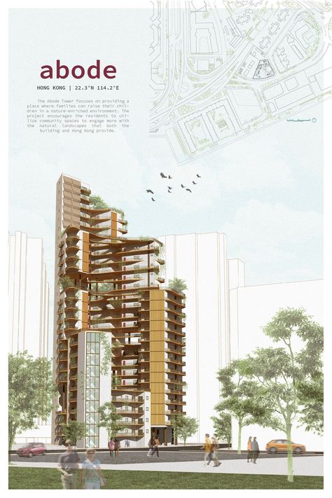 Abode | Residential Building Project Condominium Architecture, Community Spaces, Architecture Design Presentation, Architecture Portfolio Design, Urban Landscape Design, Architecture Presentation Board, Architect Drawing, Hotel Concept, Conceptual Architecture