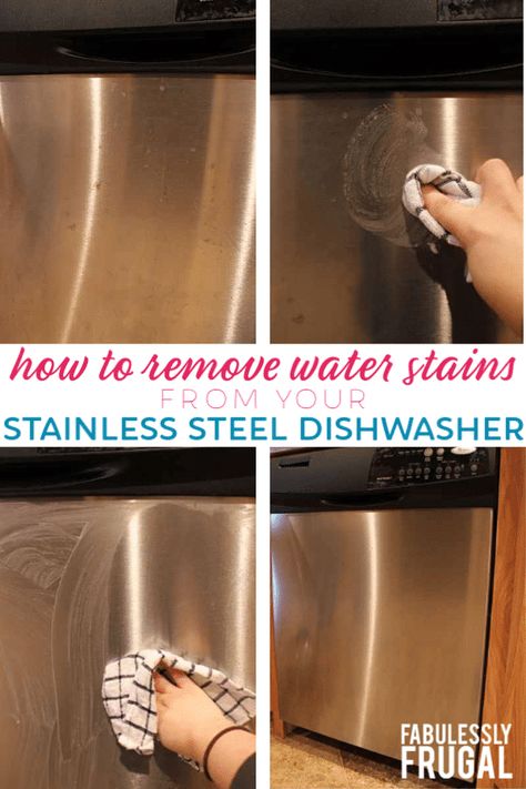 how to remove water stains from your stainless steel dishwasher Remove Water Stains, Cleaning Dishwasher, Homemade Toilet Cleaner, Clean Baking Pans, Cleaning Painted Walls, Glass Cooktop, Deep Cleaning Tips, Hard Water Stains, Stainless Steel Dishwasher