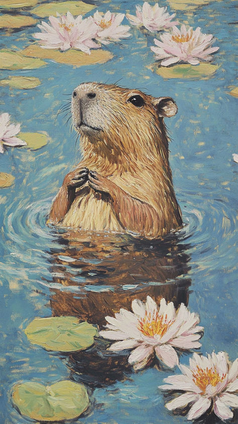 Watercolor Capybara Capybara Painting, Capybara Wallpaper, Capybara Art, Baby Capybara, Fat Animals, Small Canvas Art, Small Canvas, Pastel Art, Nature Paintings