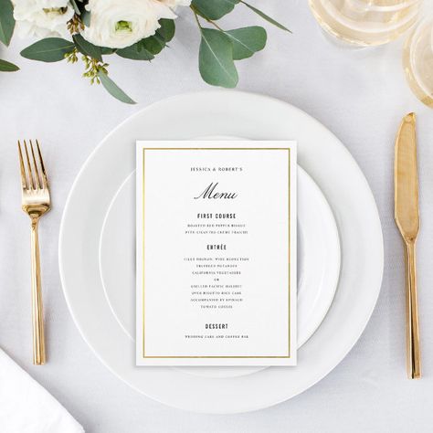 Gold Border Elegant Wedding Menu Card Elegant Wedding Menu, Wedding Menu Cards, Menu Card, Gold Border, Free Birthday Invitations, Kids Nursery Decor, Free Birthday Invitation Templates, Kids Stationery, Menu Cards