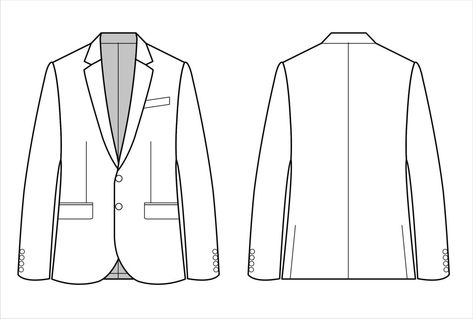 Functional blazer sketch for men, vector Blazer Flat Sketch, Blazer Sketch, Suit Sketch, Men's Fashion Illustration, Blazer Design, Fashion Knowledge, Plain Blazer, Mens Office Wear, Blazer Outfits Men