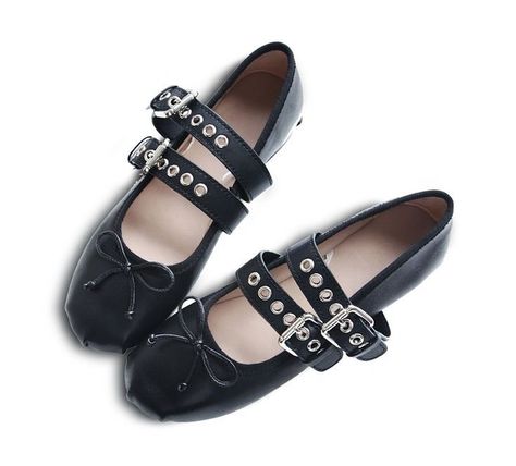 Thirty Party, Funky Footwear, Buckle Flats, Trend Board, Lace Up Ballet Flats, Buckled Flats, Lace Up Flats, Shoe Inspo, Black Ballet Flats