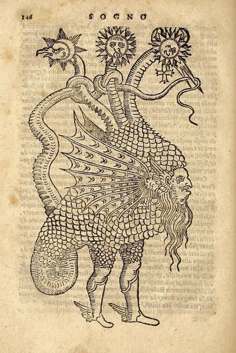 Monster Hybrid, Medieval Drawings, Medieval Artwork, Alchemy Art, Alchemy Symbols, Esoteric Art, Illumination Art, Occult Art, Arte Inspo