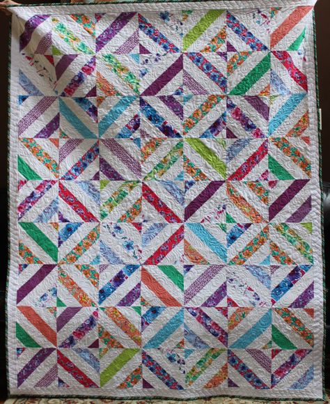 Summer in the park quilt.  Strip piecing using tubes. tutorial from MSQC