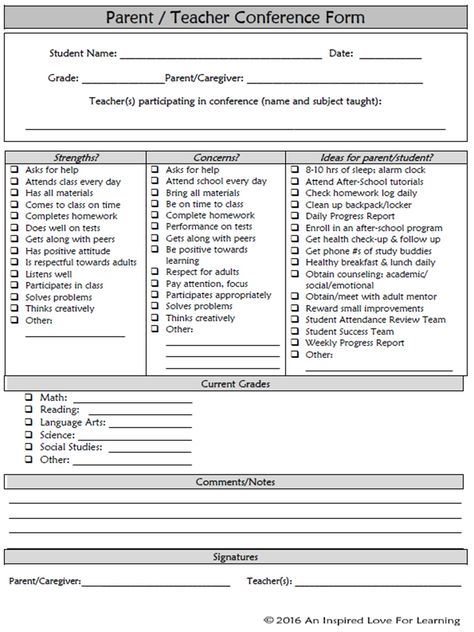 FREE- easy to use parent/teacher conference form! Parent Teacher Documentation Form, Teacher Observation Form, Teacher Documentation, Classroom Setup Elementary, Parent Teacher Conference Forms, Teacher Reflection, Teacher Observation, Educational Therapy, Parent Teacher Conference