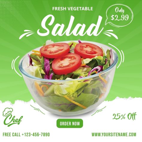 Restaurant Flyer Design, Salad Shop, Restaurant Promotions, Salad Box, Restaurant Flyer, Food Menu Design, Sri Krishna, Vegetable Salad, Bar Lounge