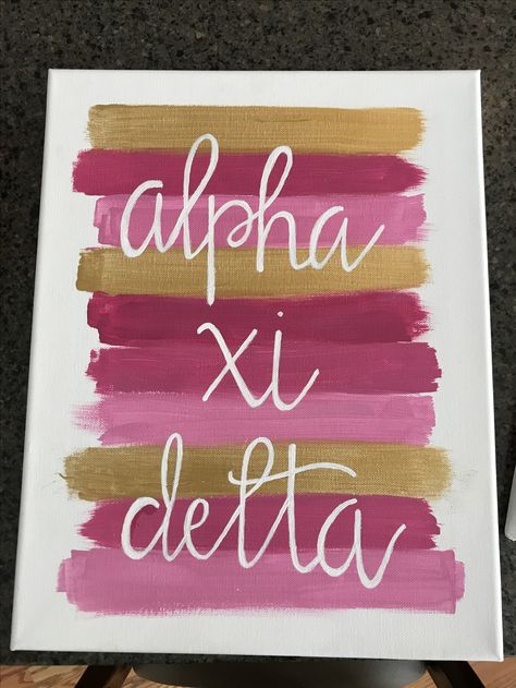 Alpha Xi Delta Canvas Painting, Axid Canvas Alpha Xi, Sorority Canvas Ideas Easy, Alpha Xi Delta Canvas, Sorority Paintings, Delta Art, Sigma Alpha Iota, Big Little Basket, Alpha Gam