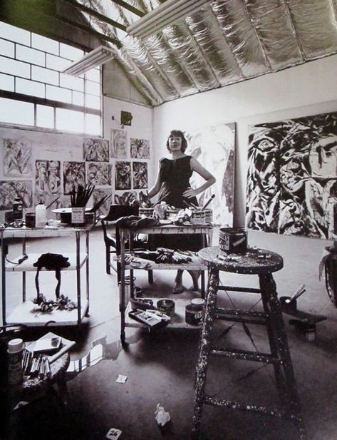 Art Inspiration. #abstract #art #leekrasner Kino Box, Sp Studio, Lee Krasner, Artists Studios, Pablo Picasso Paintings, Artist Studios, Studio Spaces, Helen Frankenthaler, Franz Kline