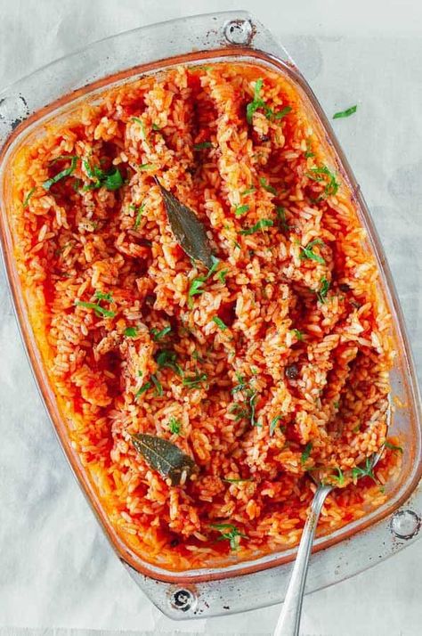 Greek Tomato Rice (Ntomatorizo) Vegan, Gluten & Dairy-Free Rice With Tomato Sauce, Greek Side Dishes, Vegetarian Rice Dishes, Rice Bake Recipes, Greek Rice, Salad Appetizer Cups, Greek Appetizers, Greek Chickpeas, Tomato Rice