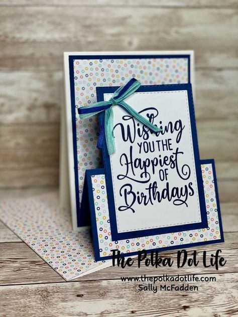 Stampin Up Wishing You The Happiest Of Birthdays, Paper Flower Card, Diy Greeting Cards, Stampin Up Birthday Cards, Happiest Of Birthdays, Dsp Cards, Fancy Fold Card Tutorials, Happiest Birthday, Male Birthday