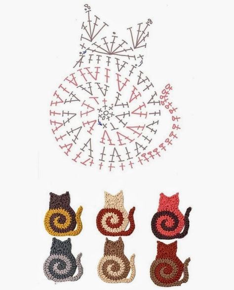 Crochet Cat Motif, Cat Square Crochet, Kat Haken, Pola Amigurumi, Crochet Design Pattern, Fun Crochet Projects, Crochet Instructions, Crochet Diagram, Crochet Applique