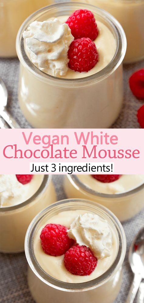 White Chocolate Mousse Recipe, Lactose Free Desserts, Dairy Free White Chocolate, White Chocolate Desserts, 3 Ingredient Recipe, Mousse Chocolate, Chocolate Covered Katie, White Chocolate Recipes, Vegan White Chocolate